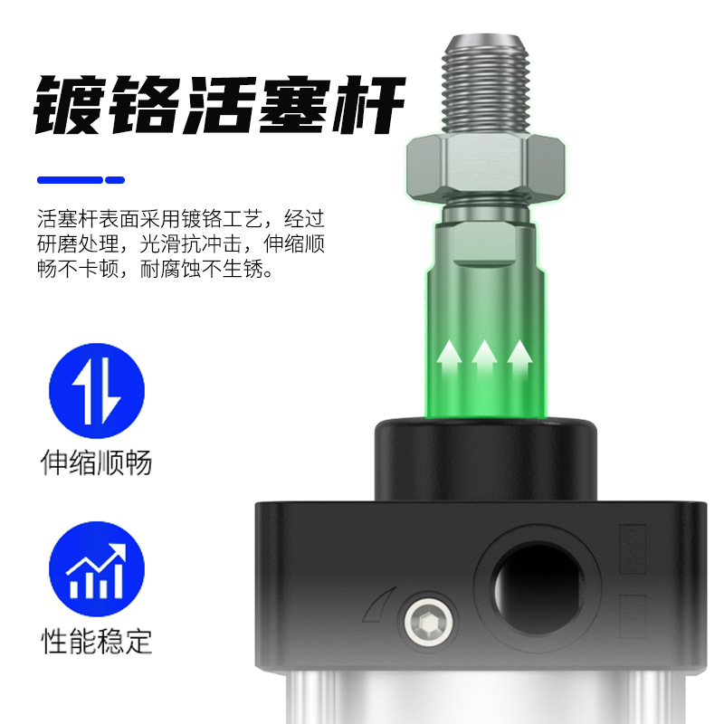 Yadeke type SC standard pneumatic cylinders 50/63/80/100/125 with magnetic adjustable stroke and large bore details Picture