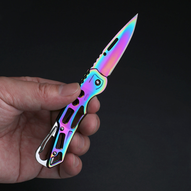 Cross-border e-commerce bestseller: Colorful folding knife, stainless steel portable keychain pendant, multi-functional knife Specification drawing