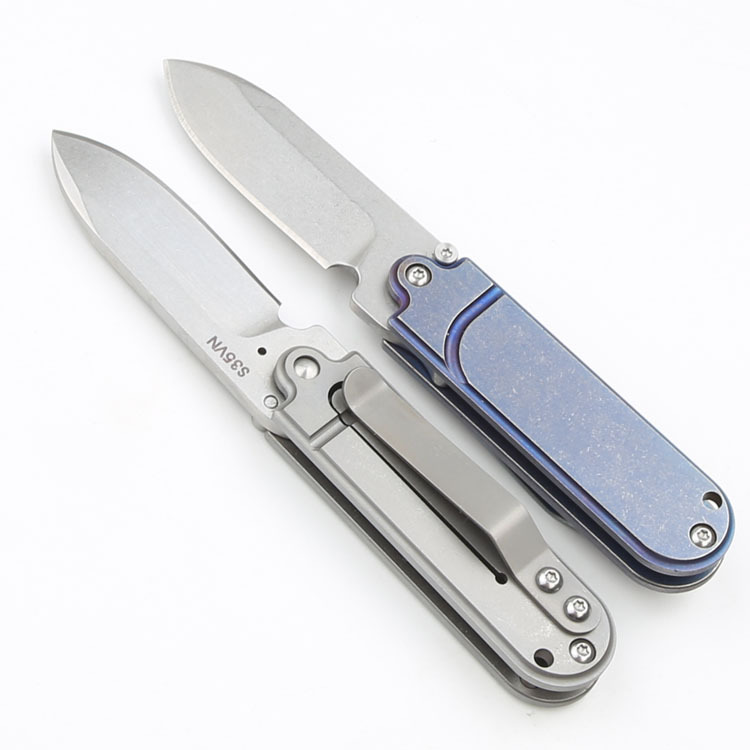 Titanium alloy mini outdoor folding knife, pea high-hardness stone wash s35vn, sharp portable EDC knife for wilderness survival details Picture