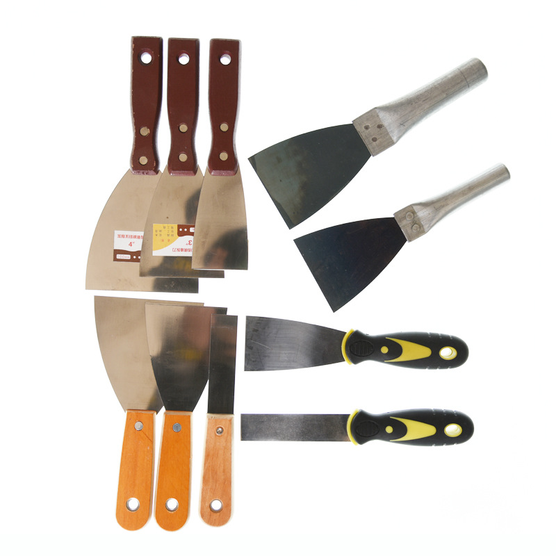 Factory direct sales of putty knives, household wooden-handled chisels, thickened stainless steel putty knives, wholesale of trowel knives and putty knives Item Picture