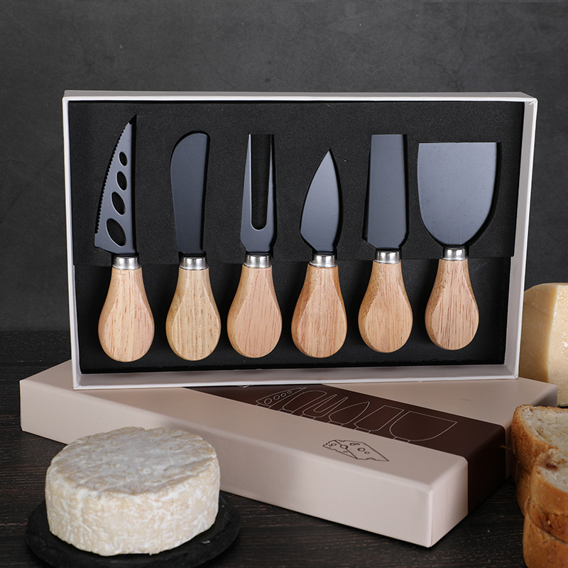 Cross-border in-stock gift box of 6 pieces, cheese knife set, knife and fork tableware, butter knife, spatula box, cheese knife details Picture