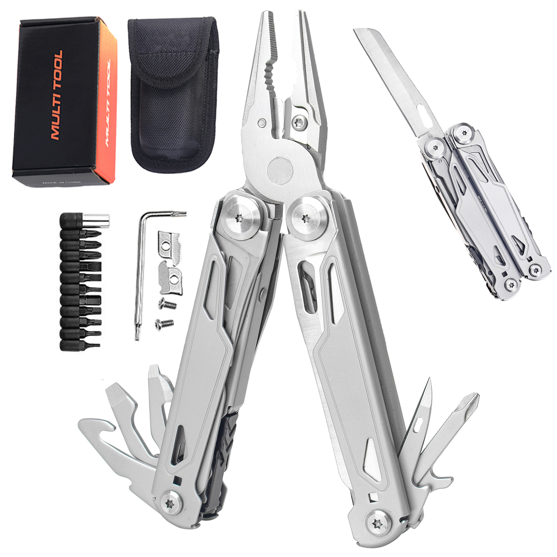 Portable folding multi-functional pliers for cross-border outdoor camping, mountain climbing, hiking and field maintenance undefined