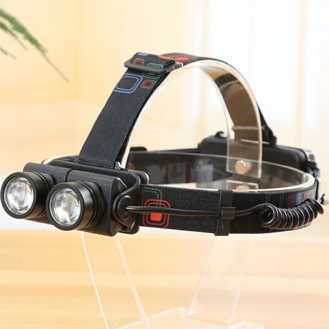 Outdoor mountain climbing LED headlamp, strong flashlight, long-range shooting, camping, fishing, waterproof and shockproof, high-power rechargeable headlamp details Picture
