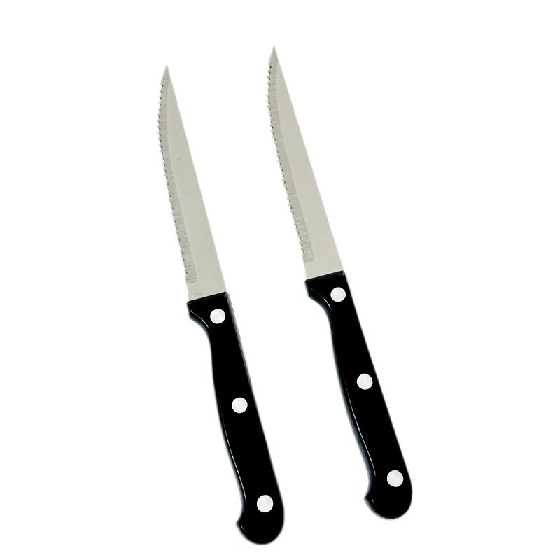 Cross-border best-selling serrated steak knife, stainless steel steak cutting knife, hotel and Western restaurant special knife, plastic handle Item Picture