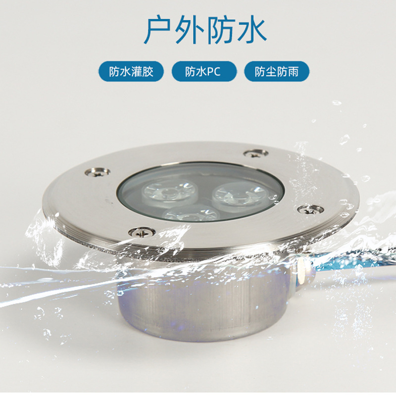 ed underwater ground light, embedded stainless steel underwater light, 12V24 waterproof ultra-thin fishpond spotlight, swimming pool wall light full figure