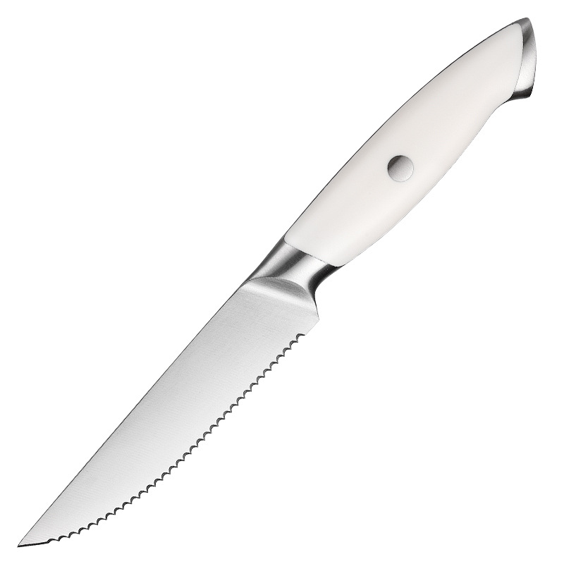 Amazon stainless steel Western knife, white handle knife, Western tableware, main table knife, high-end steel head handle steak knife Item Picture