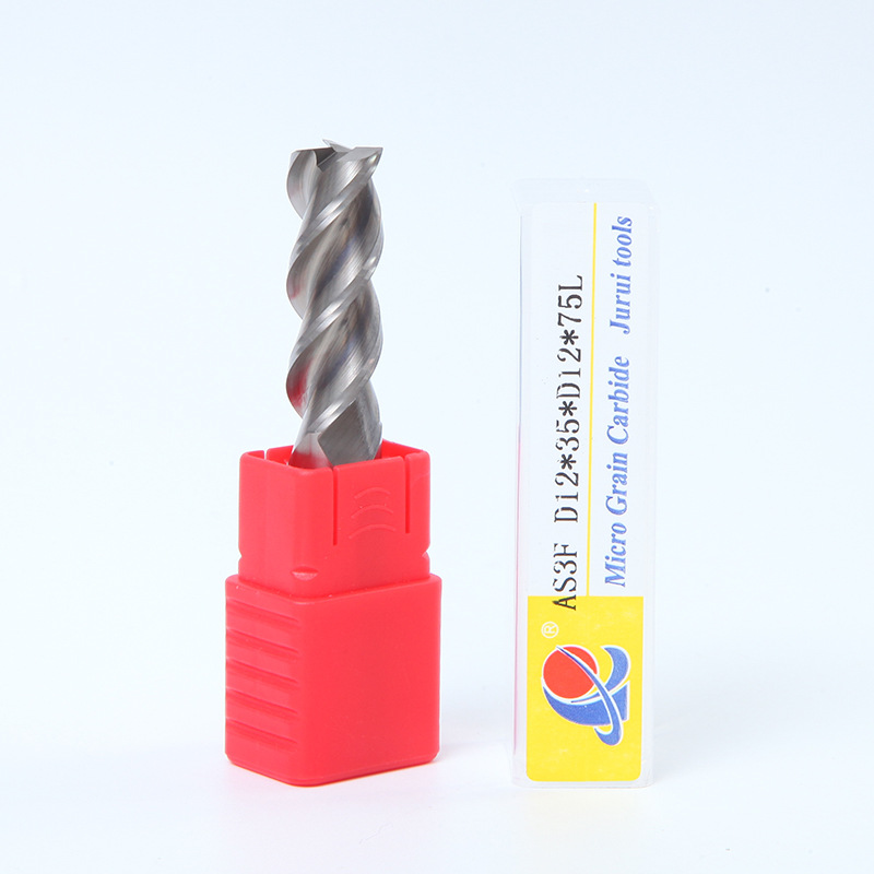 HRC 55-degree aluminum milling cutter, integral tungsten steel CNC polished double-edge band, 3-edge extended aluminum milling cutter Specification drawing