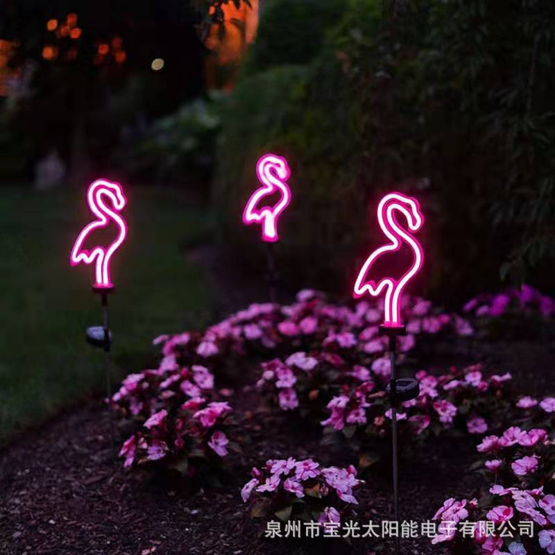 Outdoor waterproof modern solar lamps, courtyard flamingos, neon lights, garden landscape, garden villas, lawn lamps Specification drawing
