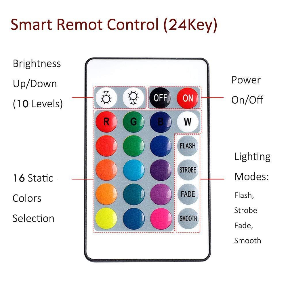 Diving light, swimming pool light, underwater light, 24-key remote control, RGB seven-color LED pool light, 7cm waterproof fish tank light Item Picture
