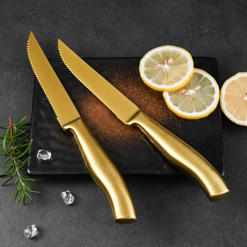 Golden quality stainless steel steak knife, commercial Western-style knife, all-steel chicken and pork chop knife recommendation Specification drawing