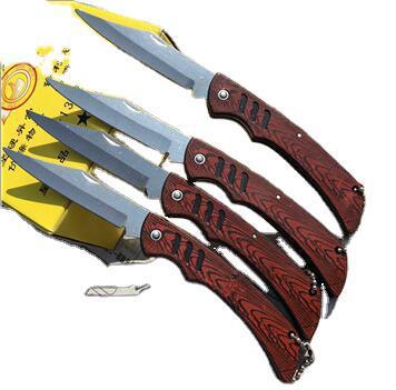 Wooden handle patterned folding knife, outdoor knife, daily necessities fruit knife, wholesale supply for one or two yuan, gift Item Picture