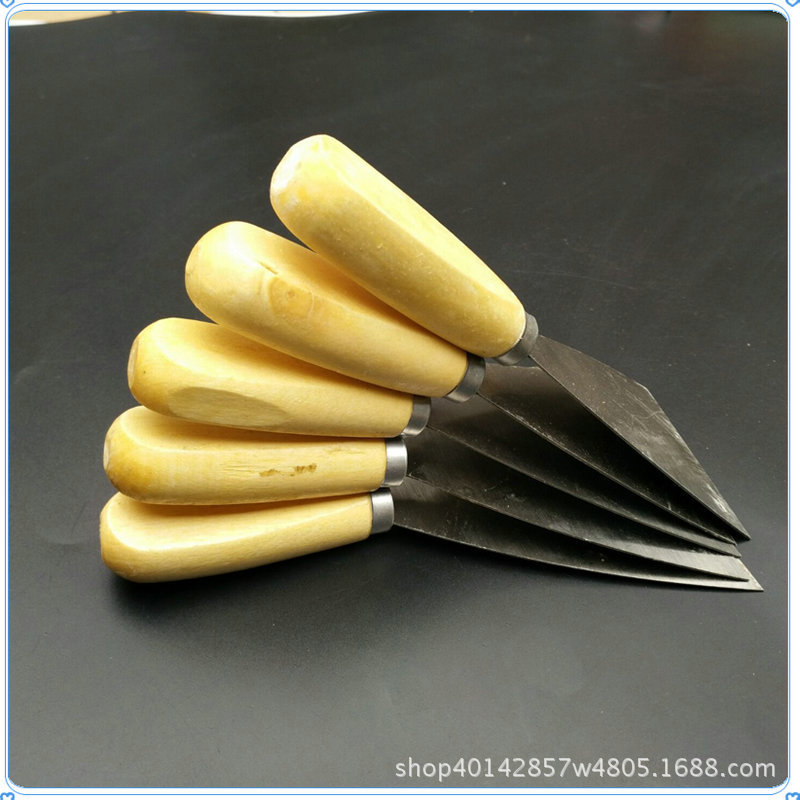 Ordinary wooden-handled double-clamped putty knife, paint tool cleaning shovel, double-color handle carbon steel stainless steel scraper details Picture