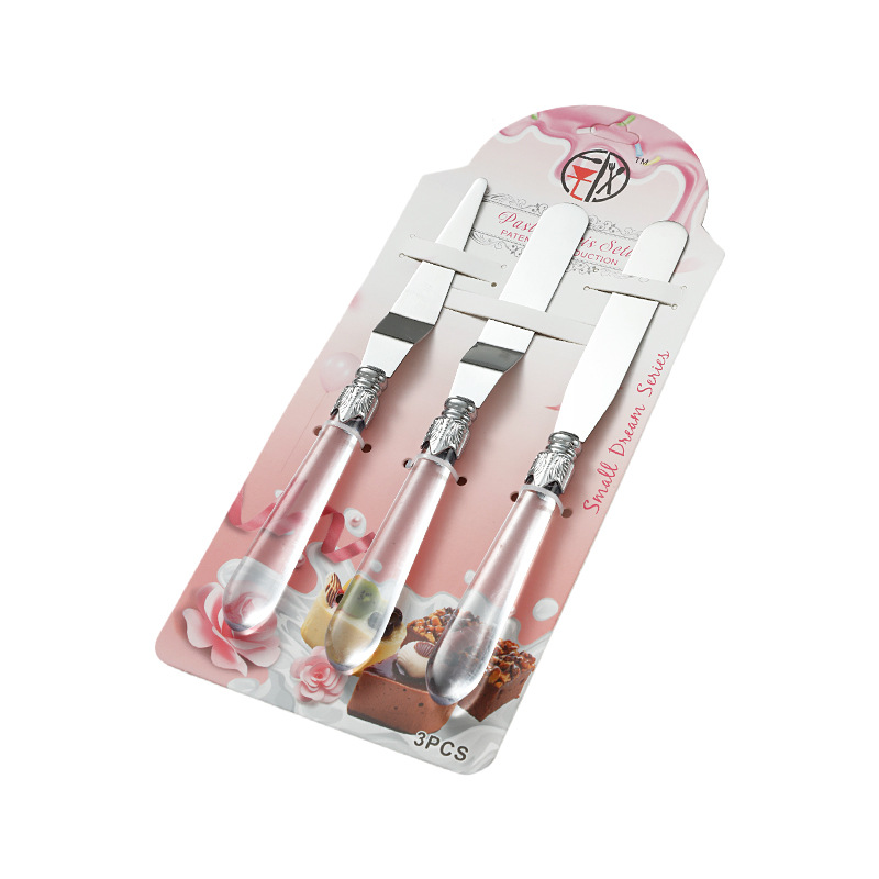 Cross-border stainless steel cheese knife and fork set, crystal handle cheese knife, butter knife, kitchen tools, baking knife manufacturer Item Picture