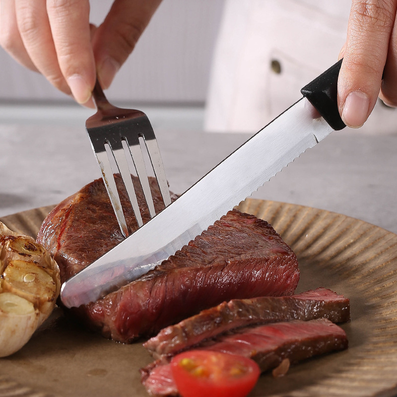 Stainless steel steak knife for hotels, restaurants and homes, steak knife, Western food knife, Amazon practical plastic handle details Picture