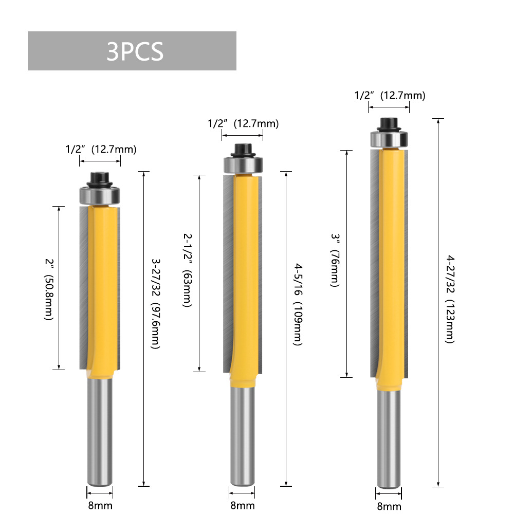 8 extended bearing trimming knives, woodworking milling cutters, trimming machine heads, and line trimming knives Specification drawing