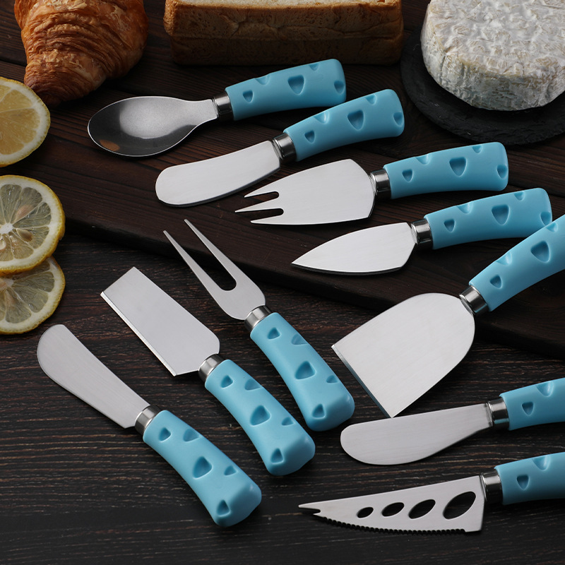 Factory in-stock creative PP plastic cheese handle cheese knife, butter knife, Western food spatula, stainless steel cheese knife Application Scenario