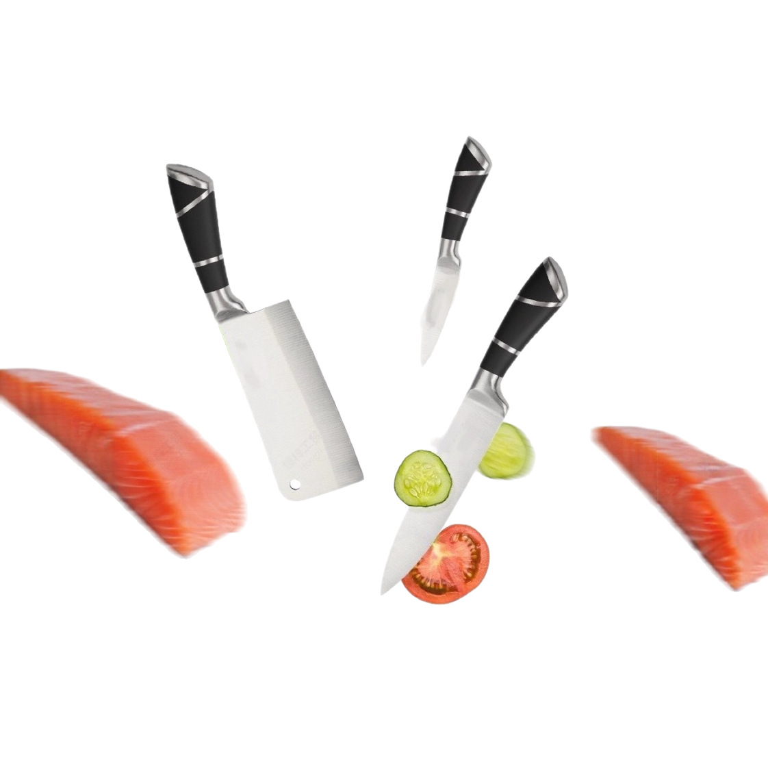 All-steel 8-piece kitchen knife set, all-stainless steel 8-piece knife set, Yangjiang kitchen bone-cutting knife and meat slicing knife in stock Item Picture