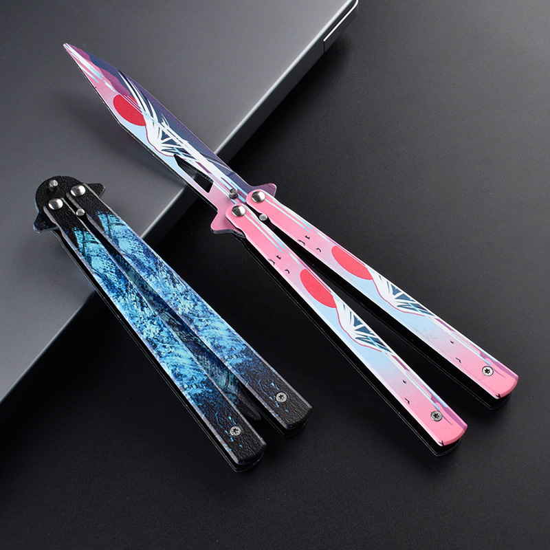 All-steel professional folding butterfly knife, uncut butterfly practice toy knife, safety CSGO peripheral, fancy swing hand knife details Picture