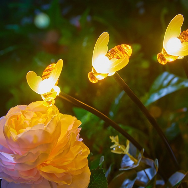Solar-powered ground socket lights, little bee ground socket lights, scallion garden decorative lights, wind-blown ground socket lights, outdoor decorative lights full figure