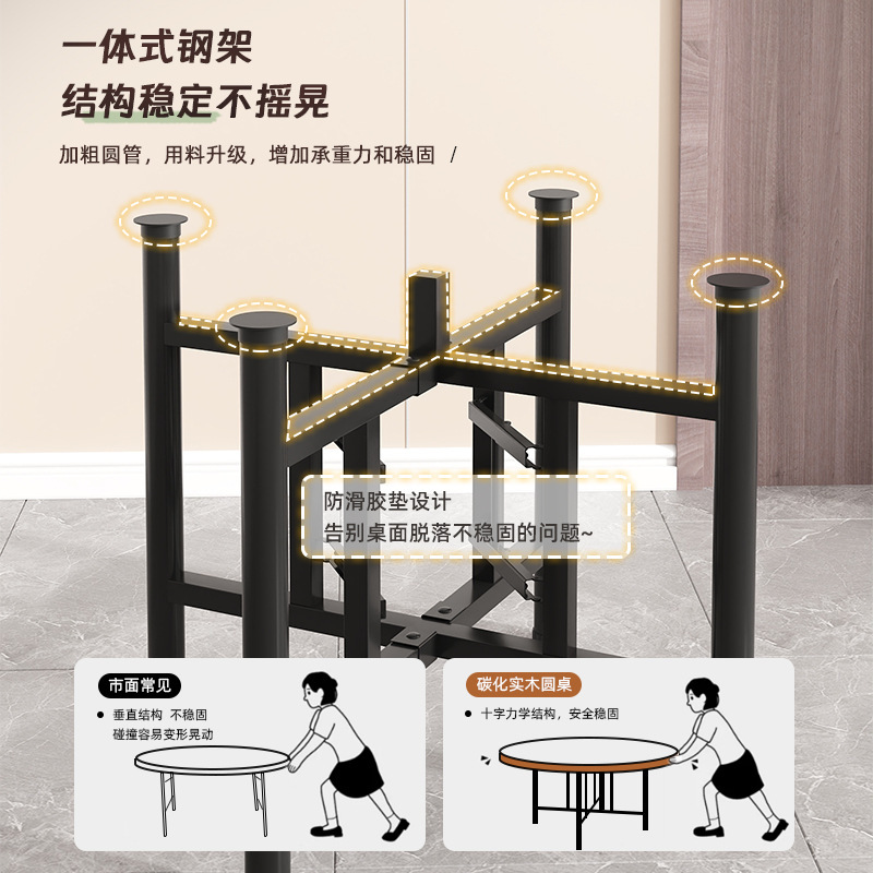 Large round dining table, household, rural folding dining round table, everyone with turntable, hotel dining table, children full figure