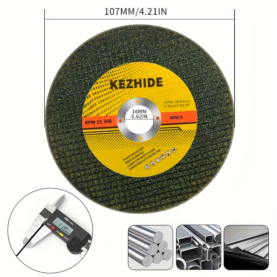 107mm metal cutting disc, double-mesh resin grinding wheel, 4-inch stainless steel cutting blade, 1.2mm thick, efficient and durable Specification drawing