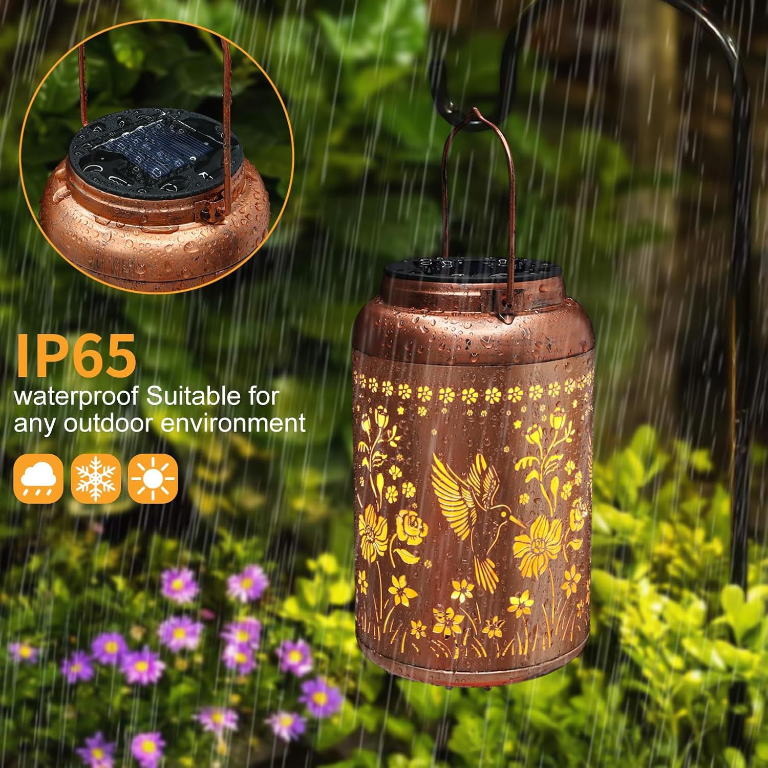 Source factory hummingbird horse lamp, solar outdoor garden lamp, waterproof IP44 decorative wind lamp, cross-border gift lantern details Picture