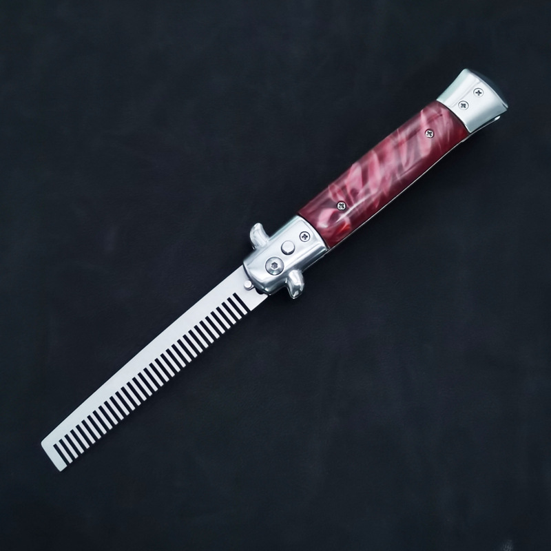 Portable spring comb, American-style oil comb, portable comb, automatic hair styling comb, outdoor pocket comb, ornamental knife undefined