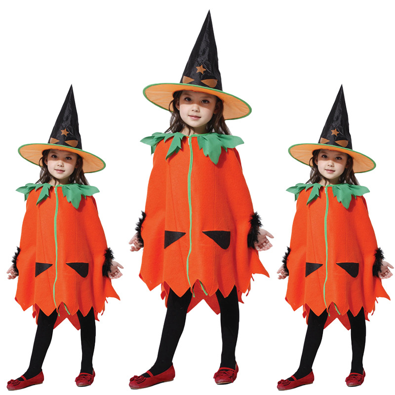 南瓜巫婆小女巫派对表演服装万圣节女童化装舞会角色扮演演出服