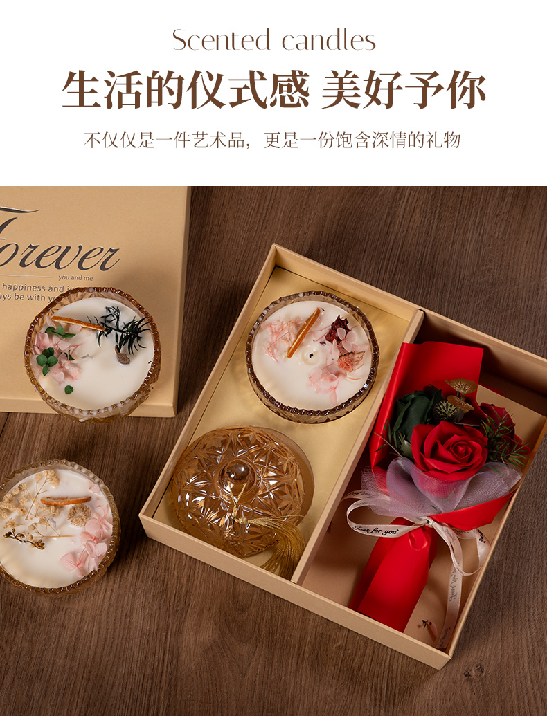 香薰蜡烛礼盒高级感candle玻璃杯蜡烛小众氛围感玻璃杯蜡送朋友闺蜜同事实用生日礼物伴手礼香味持久法式蜡烛香氛摆件香烛详情3