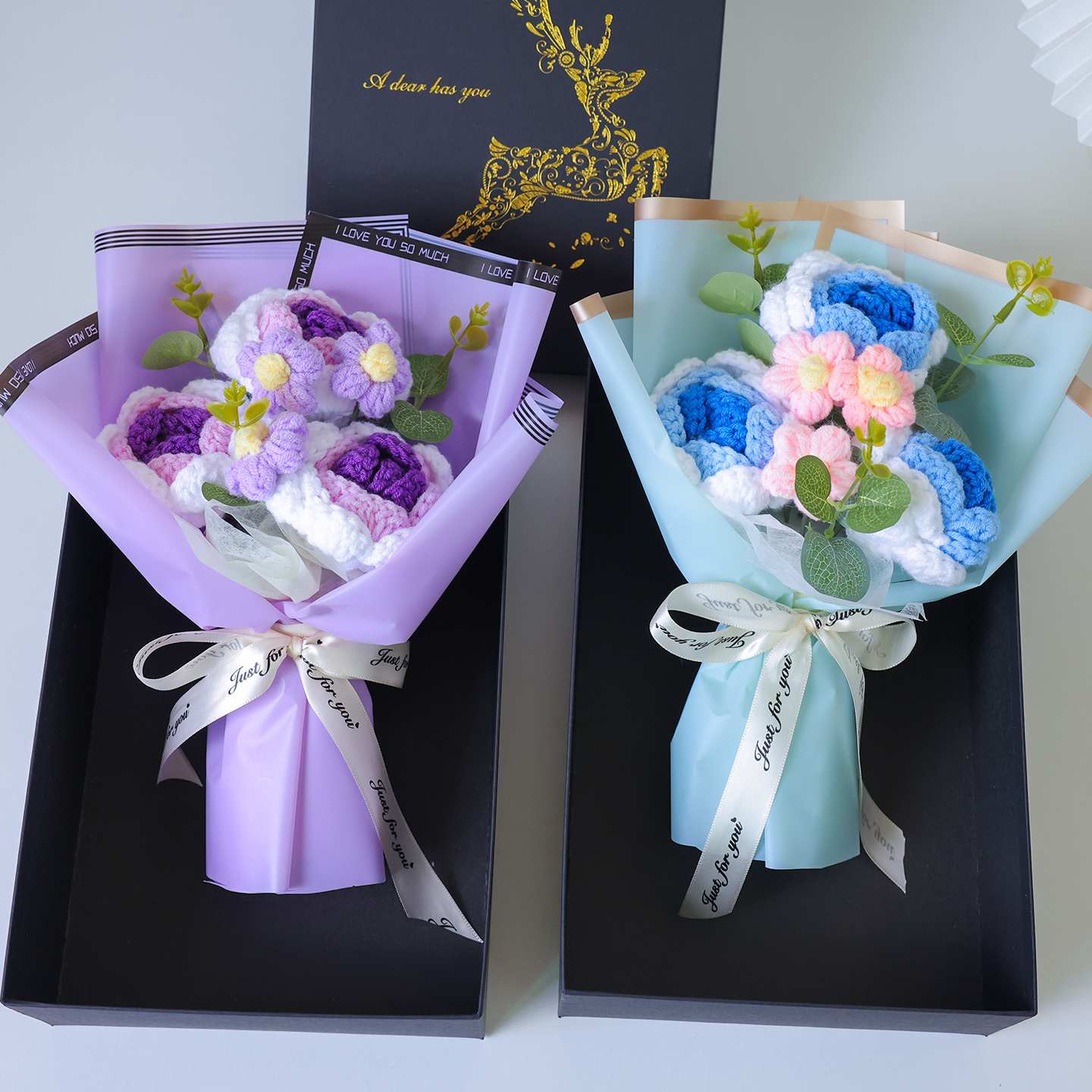 给老师的教师节礼物/钩织/毛线面料/手工制作材料包/毛线花白底实物图