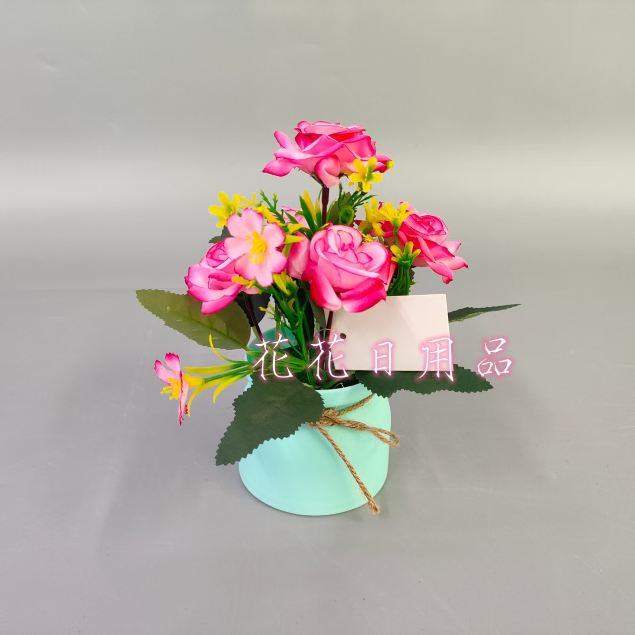 Artificial flowers, fake flowers, bonsai, plastic POTS, corner rose decorative ornaments details Picture