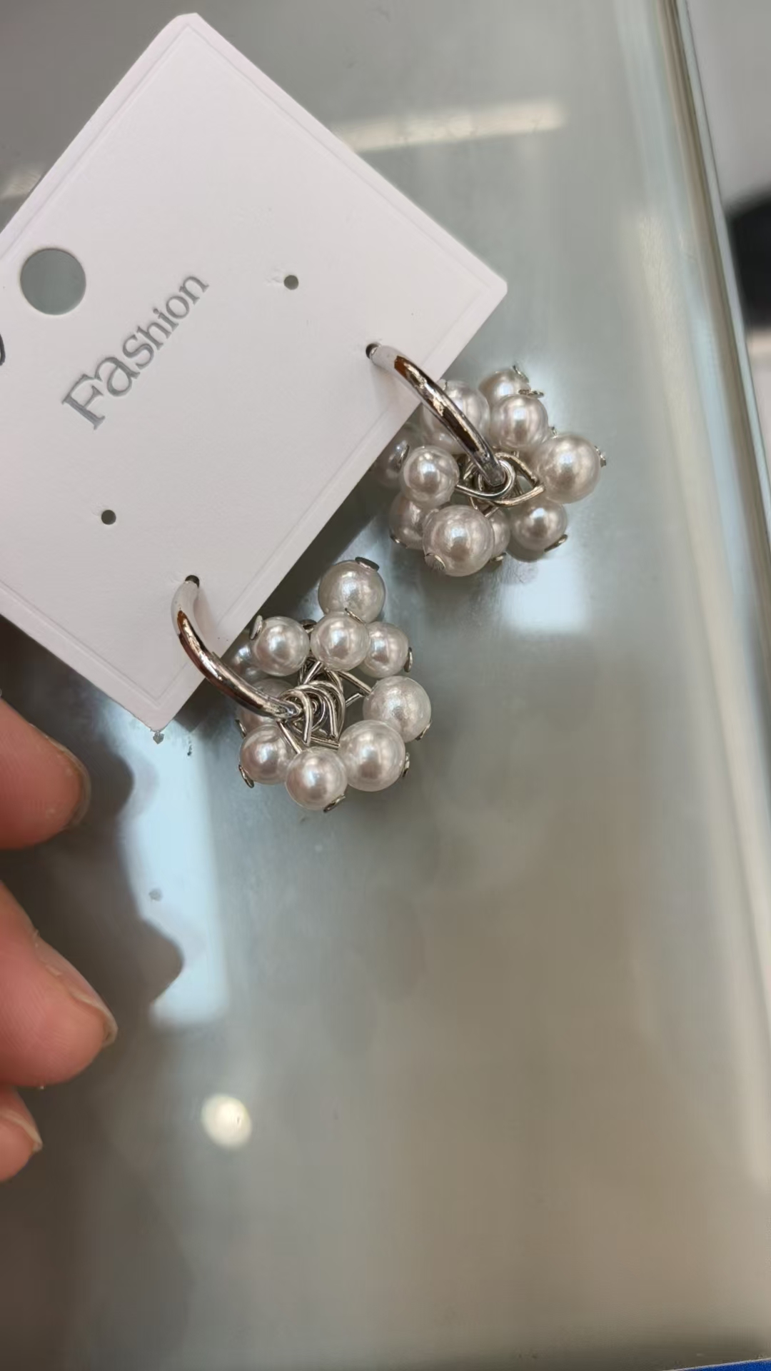 C-shaped circle pearl earrings, French pearl tassel earrings for women, cold style stud earrings, detachable details Picture