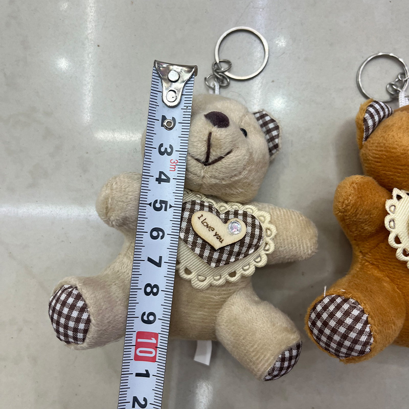 Plush toys, Hong Kong bear, checkered bear, heart-shaped bear, creative dolls, cartoon accessories, plush figurines, keychains, cloth dolls, cute decorations, gifts, claw machine factory direct sales Specification image