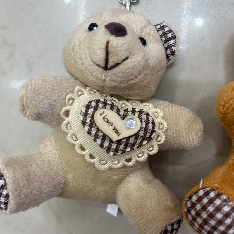 Plush toys, Hong Kong bear, checkered bear, heart-shaped bear, creative dolls, cartoon accessories, plush figurines, keychains, cloth dolls, cute decorations, gifts, claw machine factory direct sales details Picture