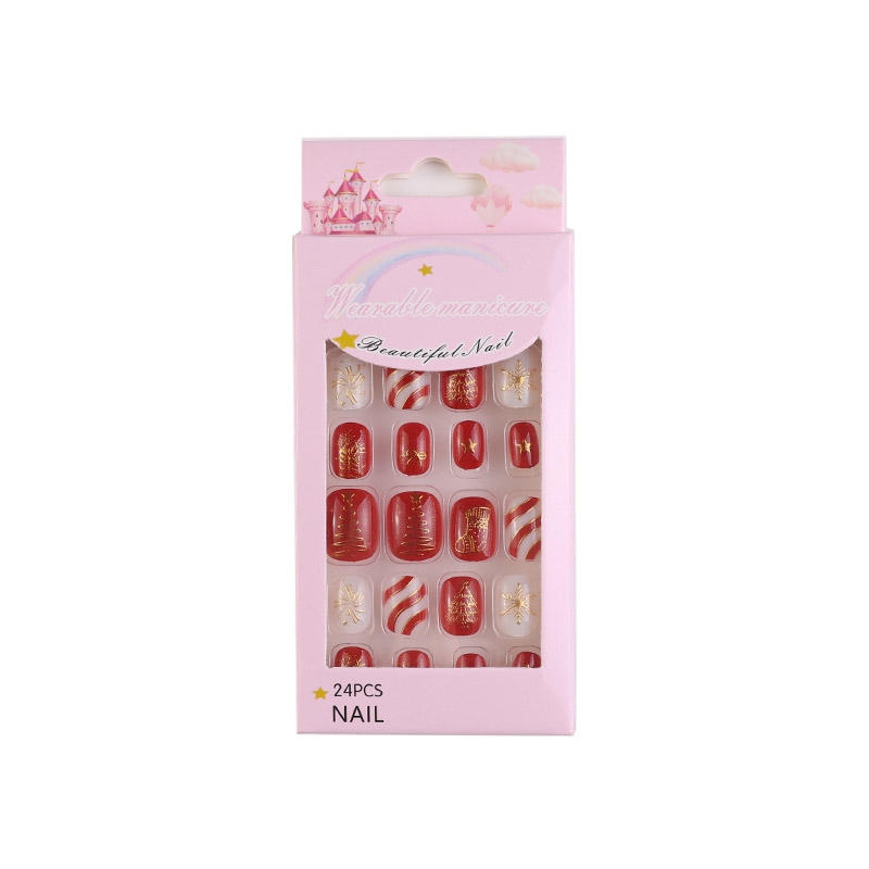 新品儿童甲片圣诞节鎏金款自带背胶详情2