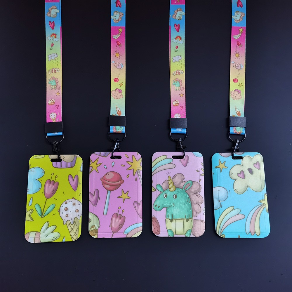 Rainbow Candy bus card protective case, student meal card, campus access control certificate, door card case, key chain details Picture