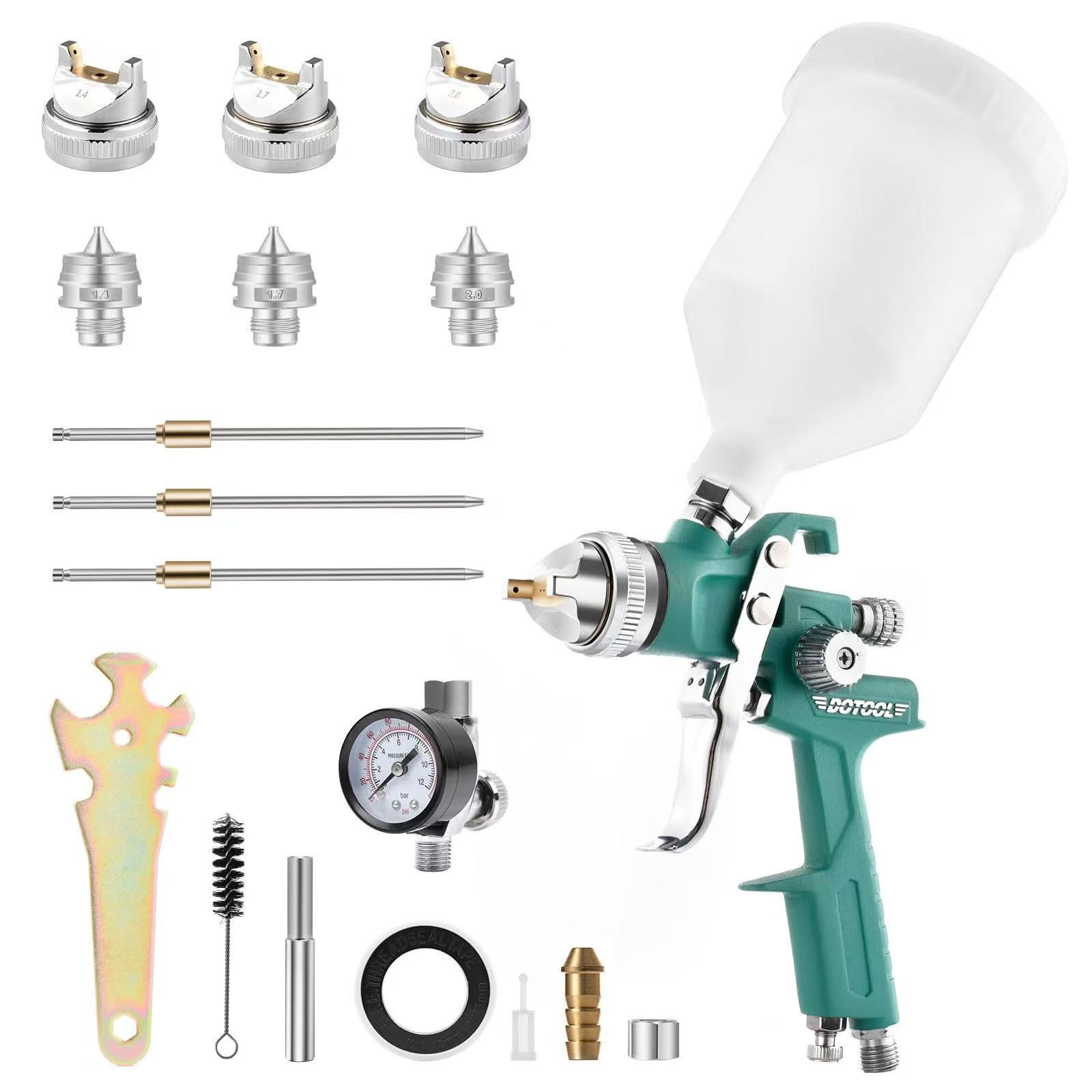 DOTOOL-HVLP spray gun, high-efficiency spraying, low atomization, professional-grade precise spraying, multi-caliber set full figure