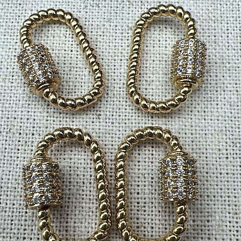 Wholesale of cross-border fashion necklaces, bracelets, pendants, jewelry accessories, copper-inlaid zircon, charming mountaineering buckles and screw buckles Specification image