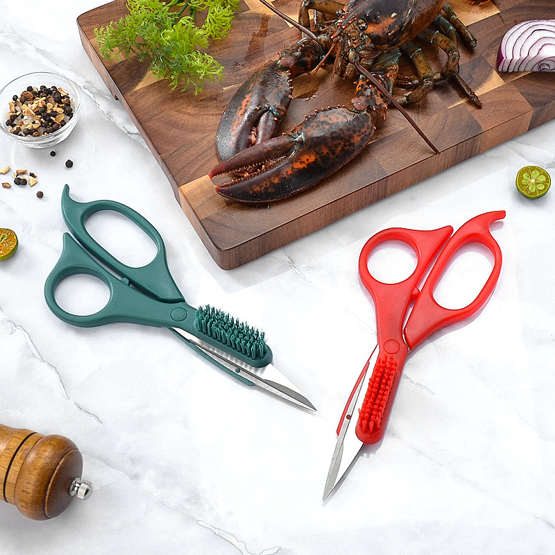 New multi-functional two-in-one shrimp scissors, brush scissors, seafood scissors, crab scissors, crayfish scissors, lobster scissors full figure