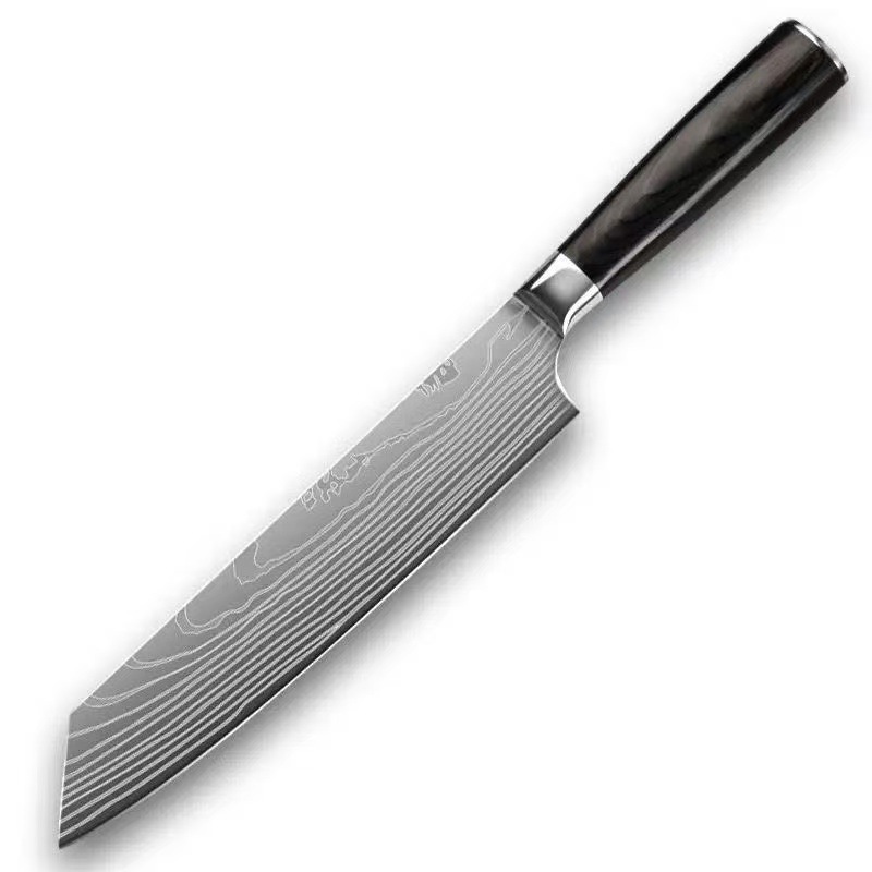 High-quality wood grain Damask pattern fruit household bone-removing stainless steel set combination kitchen sharp slicing Item Picture