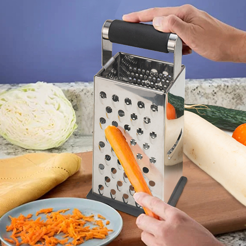 Stainless steel four-sided melon grater, kitchen household grater and peeler, multi-purpose cheese grater, grater and small tool full figure
