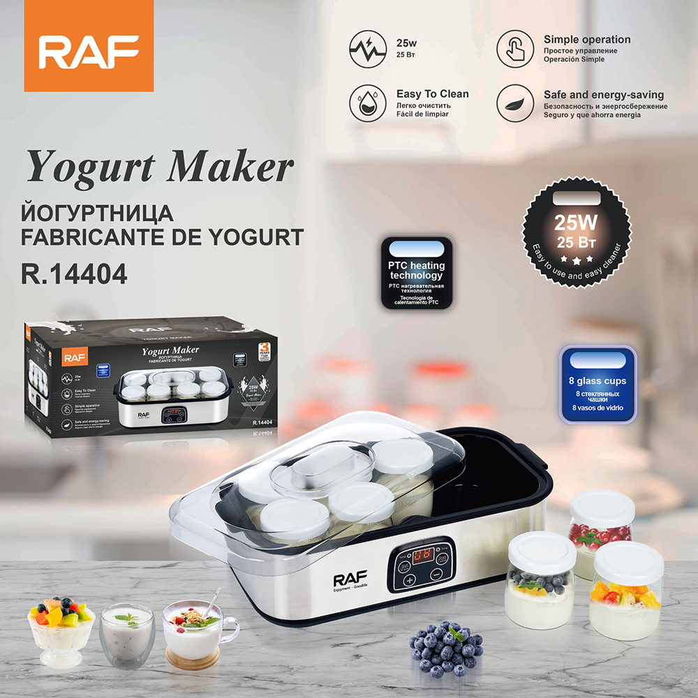 RAF cross-border European standard yogurt maker for breakfast, homemade yogurt fermentation, home jam, ice cream, yogurt pudding 8 cups