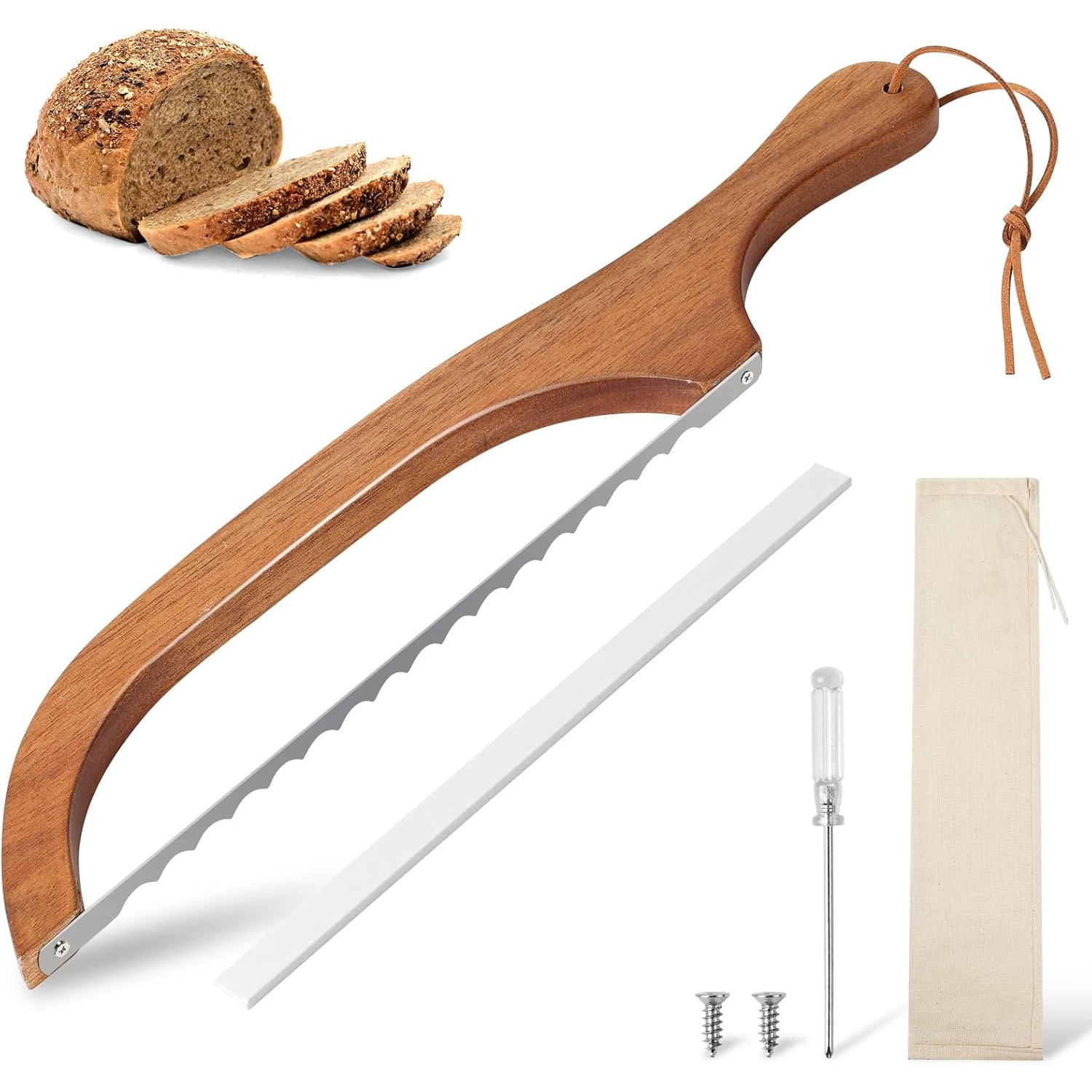 Hot-selling bread cutter, toast saw, simple bread cutting tool, wooden baguette cutting saw full figure