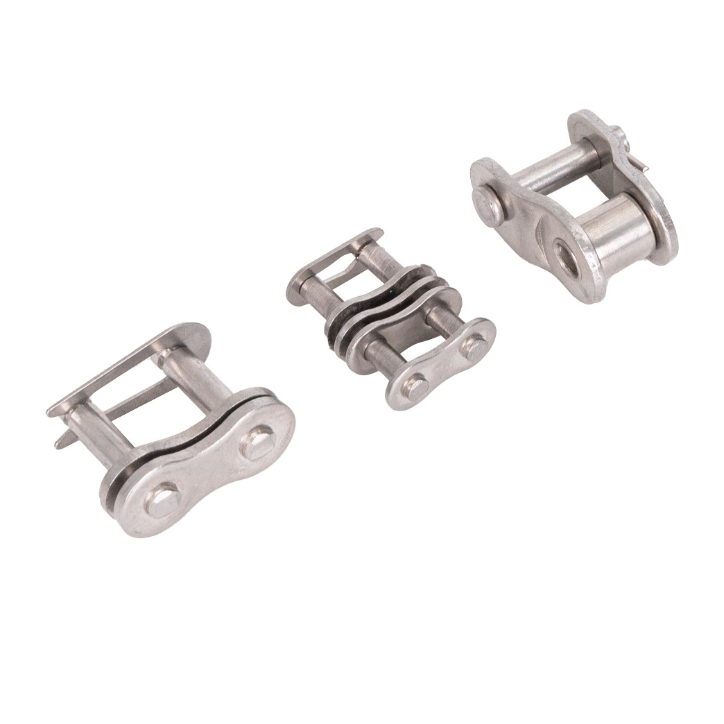 Stainless steel chain joint buckles 06B, 08B, 10A, 12A, 16A, single and double rows, full buckles, half buckles 3, 4, 5, 6 minutes, 1 inch Item Picture