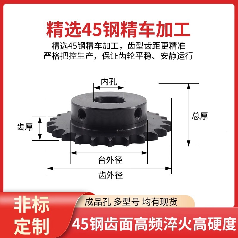 Factory direct sales of JT-4/ minute 08B finished hole gear sprocket transmission combination chain accessories in full stock details Picture