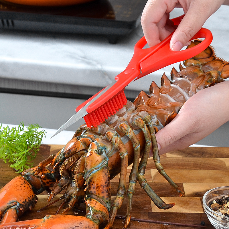 New multi-functional two-in-one shrimp scissors, brush scissors, seafood scissors, crab scissors, crayfish scissors, lobster scissors details Picture
