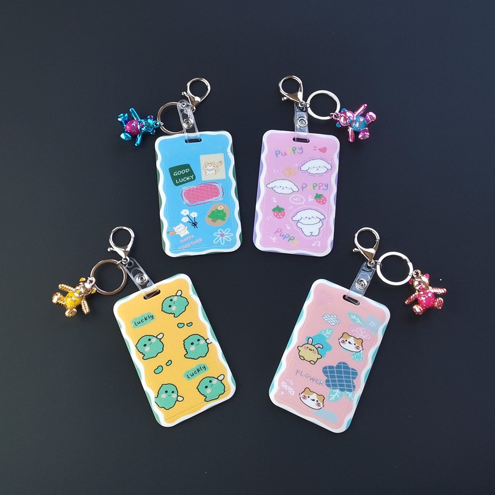 The manufacturer supplies ps plastic student ID card and work ID card lanyard name tag cases, cute cartoon dust-proof multi-color name tag cases Item Picture
