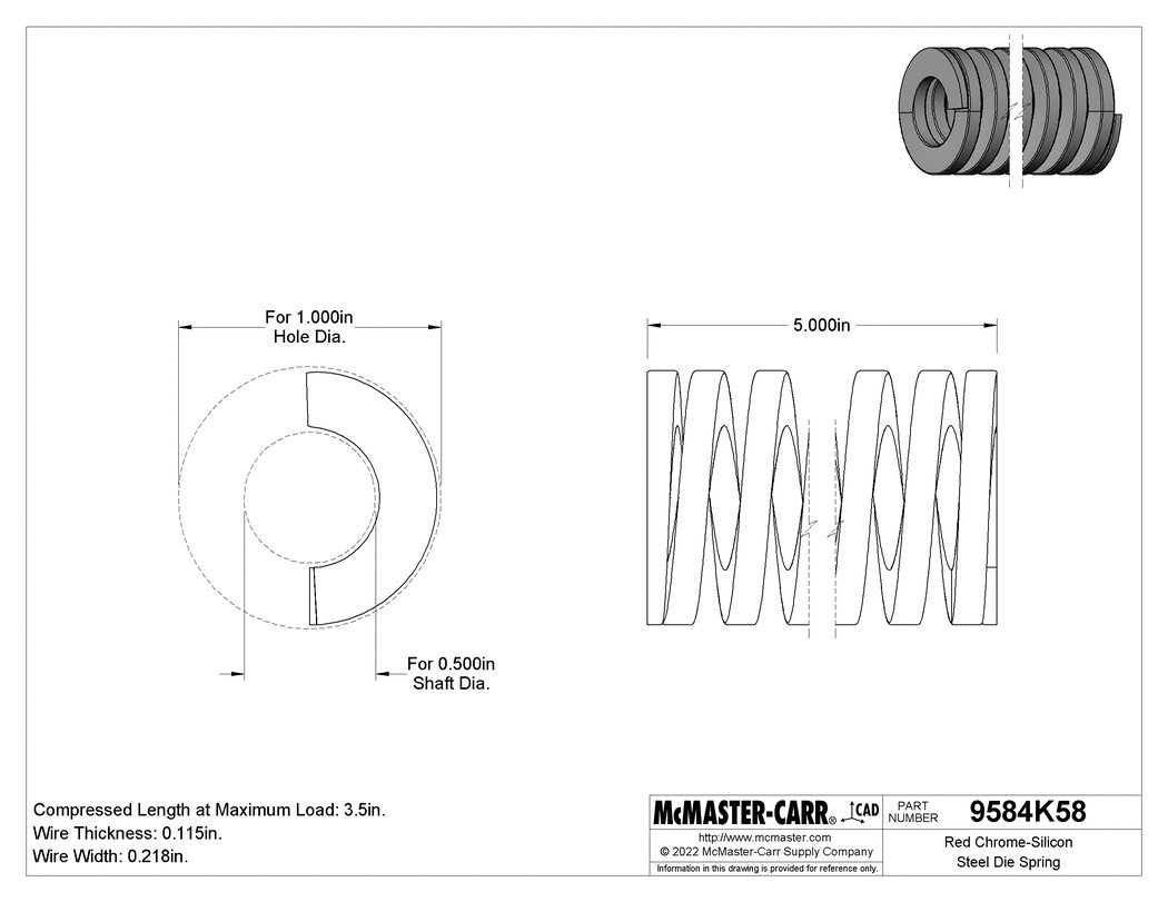 The maximum load capacity of the MCMCSTER 9584K58 constant force spring is 235 pounds details Picture