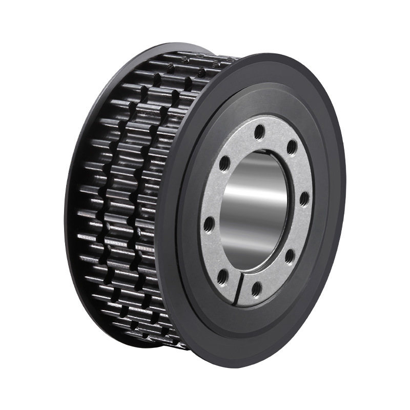 In-stock synchronous pulley expansion sleeve transmission parts, aluminum expansion sleeve type transmission wheels, steel parts blackened treatment synchronous wheels Item Picture
