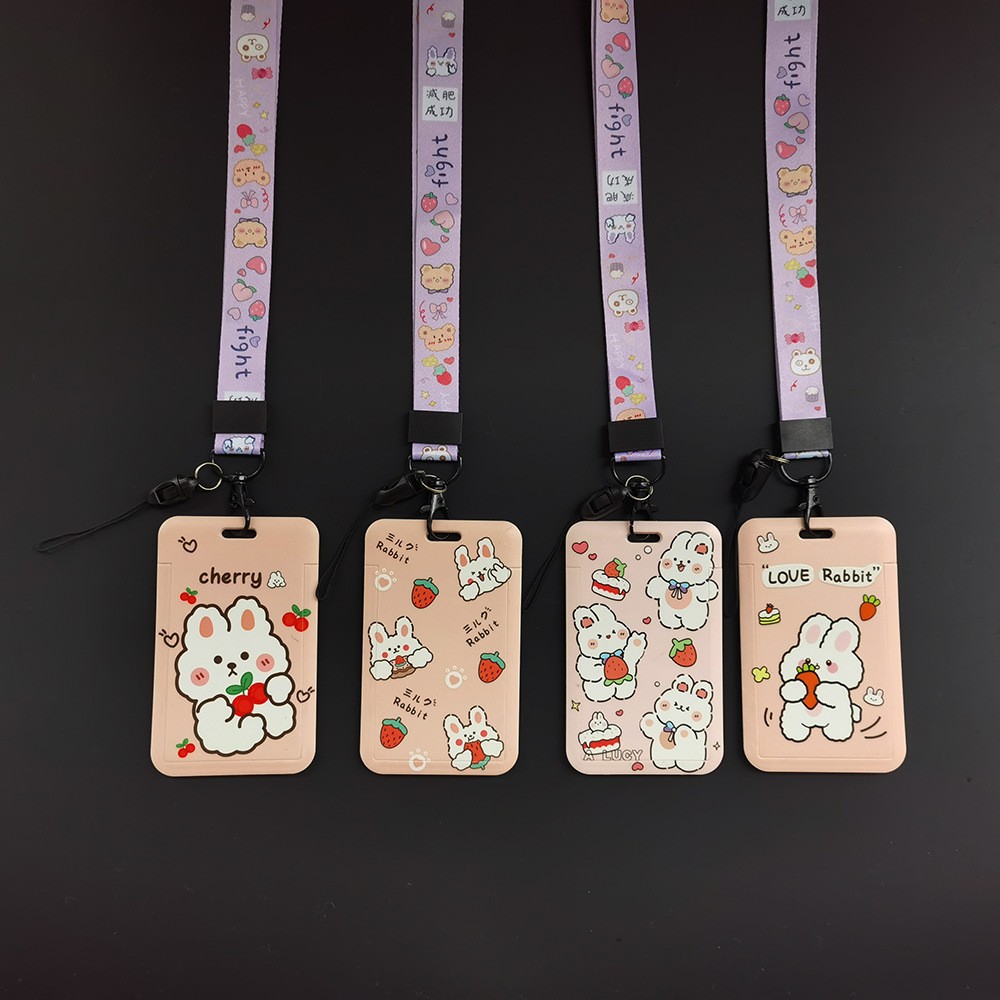 Cute cartoon student sliding cover card holder, bus card, ID card protective case, access control card, waterproof exhibition certificate, transparent plastic card holder, work card holder, name tag, lanyard, card brick Application Scenario